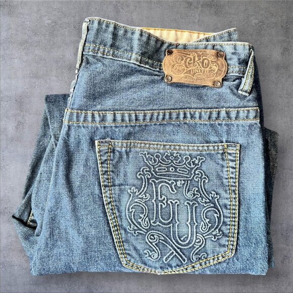 Blue Ecko Unltd. Baggy Jeans with Embroidered Details – 38 - Picture 1 of 7